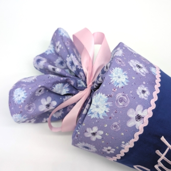 Preview: Schultüte 70 cm Blumen blau