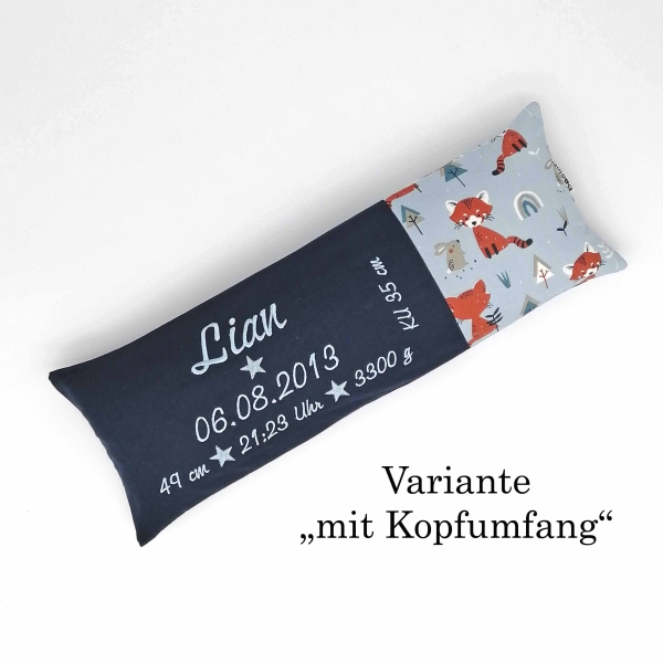 Geburtskissen Hasen grau