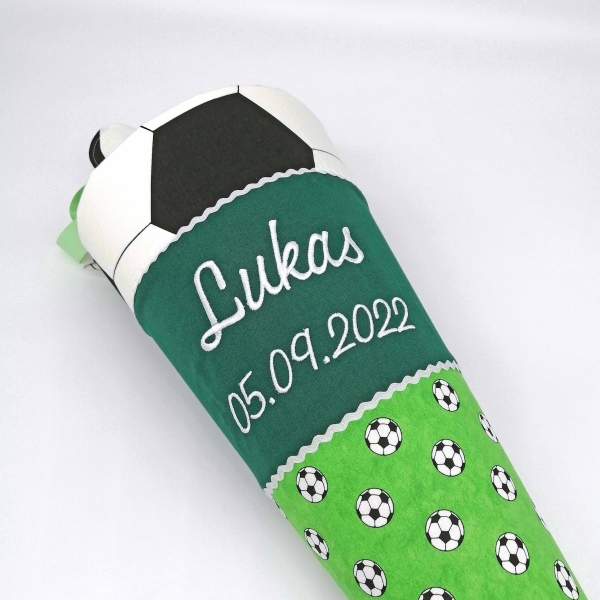 Schultüte 70 cm Fußbälle grün